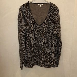 Johnny Was Leopard Pullover Wool and Cashmere Sweater Size M EUC